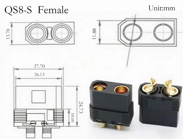 Electric Vehicle Drone Battery Connector QS8-S Male and Female Plug